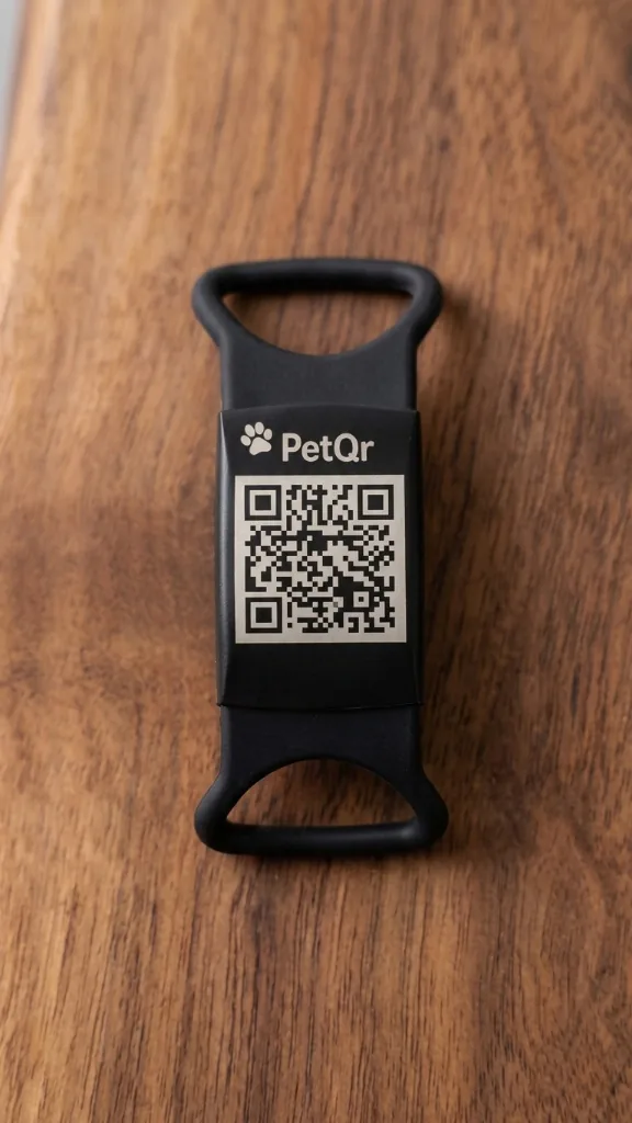 Chapa identificativa para perro con QR PetQR color negro